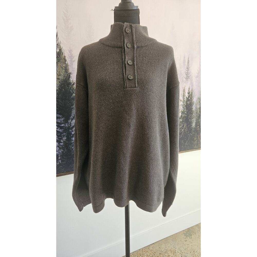 OSCAR Da La Renta Men's XL Charcoal Gray Cotton Blend 1/4 Zip Pull Over